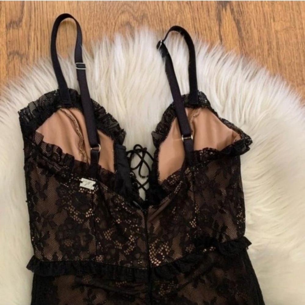 For Love And Lemons Gracie Dress, Black Lace Midi Dress With Tie Up Bust Size S - Picture 5 of 8